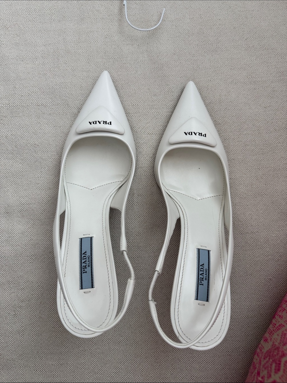 Prada White Patent Leather Pointed-Toe Slingback Pumps 38 1/2 - Picture 8 of 8